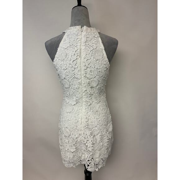 Lulus Mini Dress White Crochet Lace Romantic Dainty Coquette Womens SZ M - Picture 3 of 11